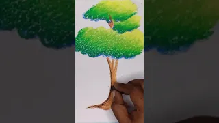 How to draw easy Tree with Oil pastels #Shorts
