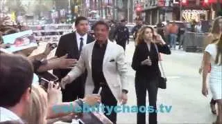Sylvester Stallone high fives fans at Expendables 3
