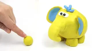 DibusYmas Yellow Elephant  💕 Superhero Play Doh Stop motion cartoons