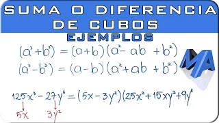 Suma o diferencia de cubos ejemplos de factorización