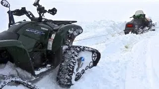 Yamaha Grizzly ATV On Tracks  1 - Arctic Cat ZL440 Stuck In Slush 0 - CK Gets Stuck - Mar.24 2013