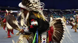 Mvi 8598 FSIN POWWOW 2023, Friday Night, Sr. Adult Category Contests... Enjoy the Moment, HOKA!!!