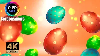 Easter Screensaver - Colored Eggs - Orange Background - 10 Hours - 4K -OLED Safe