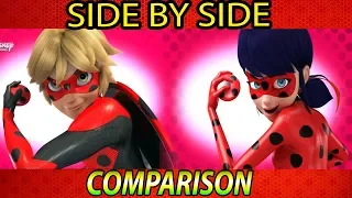 Mr.Bug and Ladybug COMPARISON / SIDE by SIDE ( Transformation , Cataclysm , Pound it , Lucky Charm )