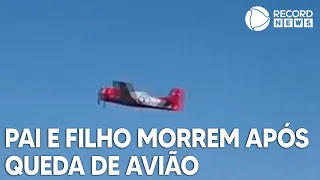 Pai e filho morrem após queda e explosão de avião