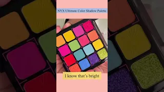 NYX ultimate color palette - warm neutrals, paradise shock, I know that’s bright, Vintage jeans baby
