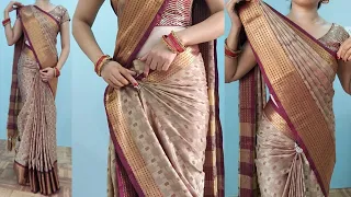 cotton silk saree draping tricks for beginners | step by step cotton silk saree wearing