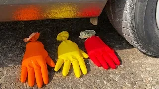 Crushing Crunchy & Soft Things by Car! - Colorful Water Glove vs CAR