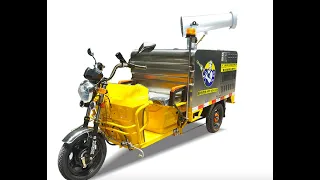 e tricycle specially designed for virus disinfection virus prevention . protect our home .