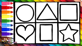How To Draw And Color Geometric Shapes Step By Step 🔺🟠⭐🟩🔷💜 Drawings For Kids
