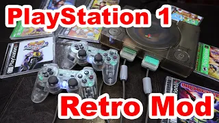 PS1 Retro Mod | Transparent Shell & Controllers