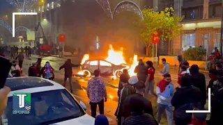 WATCH: Belgium fans DESTROYED the streets of Brussels after DEFEAT against Morocco