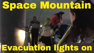 Space Mountain Roller Coaster accident evacuation... Footage from inside with lights on