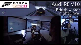 Audi R8 V10 Gameplay Forza Horizon 4 | Night Driving in Winter Season