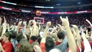 NC State rushing the court after beating Duke