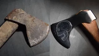 How to Make a Viking Style Axe from an old Rusty Axe - No Forging