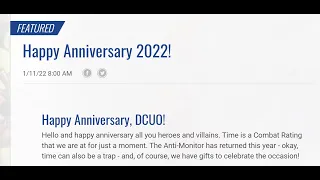 DCUO Happy Anniversary 2022 & All-Player Gifts/Member Gifts!!