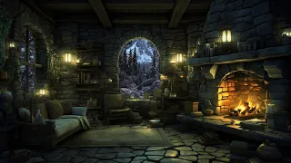 Snowy Cozy Cabin ASMR: Crackling Fireplace & Snowfall Ambience for Deep Relaxation