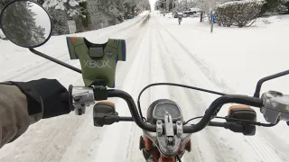 Riding in the Snow | Honda CT110 (Postie Bike)