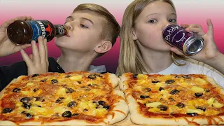 HOMEMADE PIZZA MUKBANG - Siblings Play Guess My Favorite!