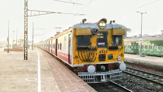 Eastern Railways Vintage 12 Coaches Emu Local Train Departing From Pda And Accelerating Quickly