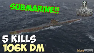 World of WarShips | U-69 | 5 KILLS | 106K Damage - Replay Gameplay 4K 60 fps