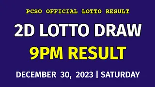 2D LOTTO RESULT TODAY 9PM DRAW EVENING December 30, 2023 PCSO EZ2 2D LOTTO RESULT 3RD DRAW