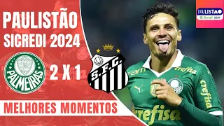 VEIGA MATADOR MARCA DE NOVO! | PALMEIRAS 2X1 SANTOS | MELHORES MOMENTOS (HD) | PAULISTÃO 2024