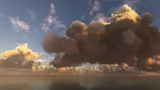 Relaxing video travelling below large clouds