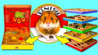 2 DIY Hamster Mazes || 5 level Maze And Pringles Can Maze For Active Hamsters