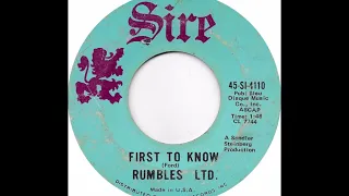 The Rumbles Ltd  - First To Know 1969