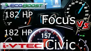 Honda Civic 1.5 i-Vtec Turbo 182 hp VS Ford Focus 1.6 SCTi EcoBoost 182 Hp 0-160 Race