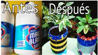 Recicla botellas de cloro y crea estas hermosas macetas