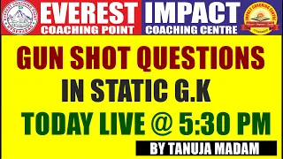 STATIC G.K Part-1 | BEST QUESTIONS FOR ALL COMPETITIVE EXAMINATIONS | TANUJA MADAM