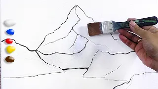 How to Paint Green Lake with Snowy Mountain in Acrylics / Time-lapse / JMLisondra