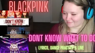 FIRST Reaction to BLACKPINK - DON'T KNOW WHAT TO DO 🩷 Lyrics, Live and Dance Practice 😀