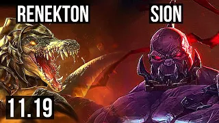 RENEKTON vs SION (TOP) | 9/1/6, Legendary, 1.2M mastery, 400+ games | NA Master | v11.19