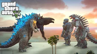 Godzilla and Godzilla 1998 vs Mechagodzilla and Mechani-Kong | GTA V Mods