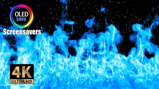 Blue Flames Screensaver - Blazing - 4K - 10 Hours - OLED Safe - No Burn-in