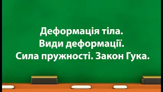 Деформація тіла  Види деформації  Сила пружності  Закон Гука (7 клас)