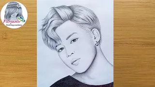 How to draw Jimin - BTS  by one pencil  || Pencil sketch || Drawing Tutorial