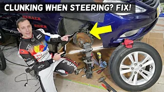 WHY CLUNKING NOISE SOUND WHEN TURNING STEERING WHEEL ON CAR