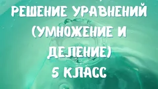 Решение уравнений (относительно умножения и деления). 5 класс