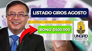 🚨Listado bono $500mil | Giros agosto | UNGRD