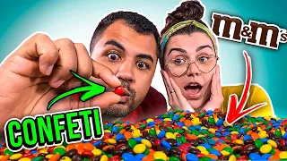 ENCONTRE O CONFETI NO MEIO DOS M&Ms