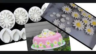 How to make daisies flowers & leaves with fondant very easy method