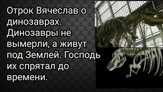 Отрок Вячеслав о динозаврах. Динозавры не вымерли, а живут под Землей. Господь их спрятал до времени