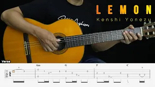 Lemon - Kenshi Yonezu - Fingerstyle Guitar Tutorial + TAB & Lyrics