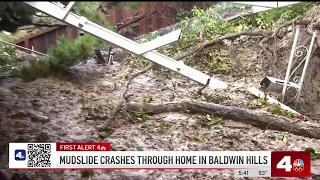 Mudslide crashes through home in Baldwin Hills