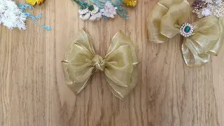 DIY Hair Accessories: Creating Gold Hair Bow Clip / Broche de Moño Dorado DIY Tutorial / Бантик